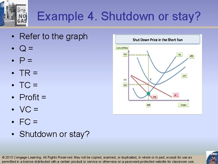 Example 4. Shutdown or stay? • • • Refer to the graph Q= P=