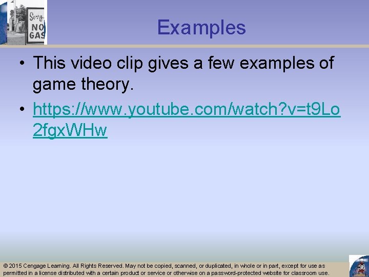 Examples • This video clip gives a few examples of game theory. • https: