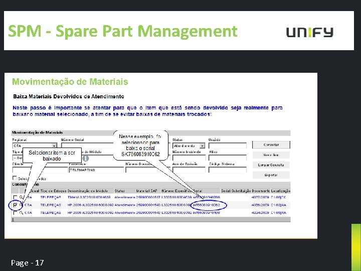 SPM - Spare Part Management Page - 17 