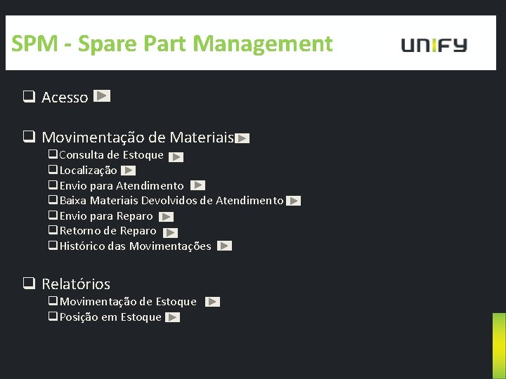 SPM - Spare Part Management q Acesso q Movimentação de Materiais q. Consulta de