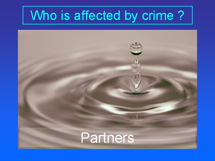 Who is affected by crime ? Partners 