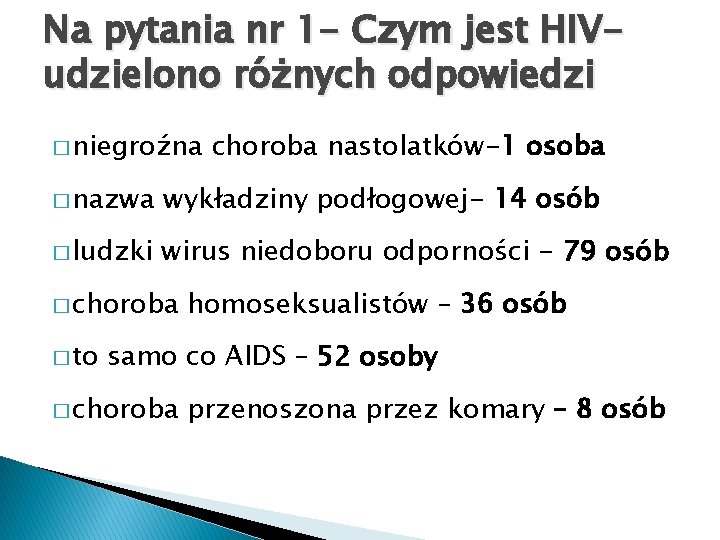 Na pytania nr 1 - Czym jest HIVudzielono różnych odpowiedzi � niegroźna choroba nastolatków-1