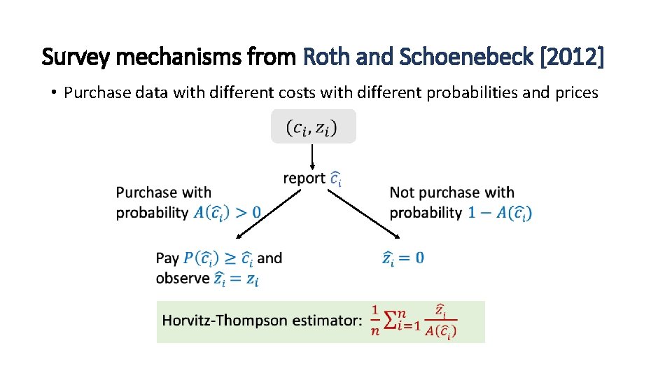 Survey mechanisms from Roth and Schoenebeck [2012] • Purchase data with different costs with