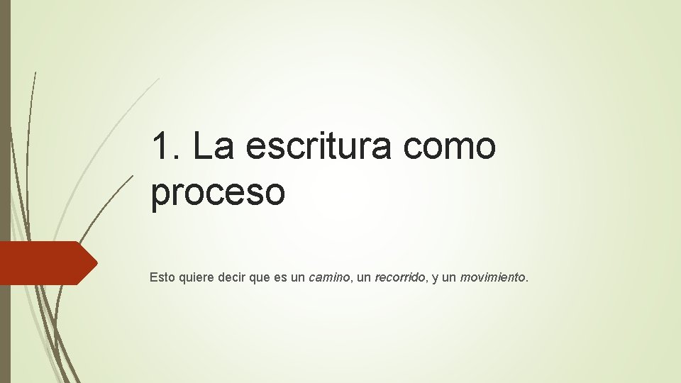 1. La escritura como proceso Esto quiere decir que es un camino, un recorrido,