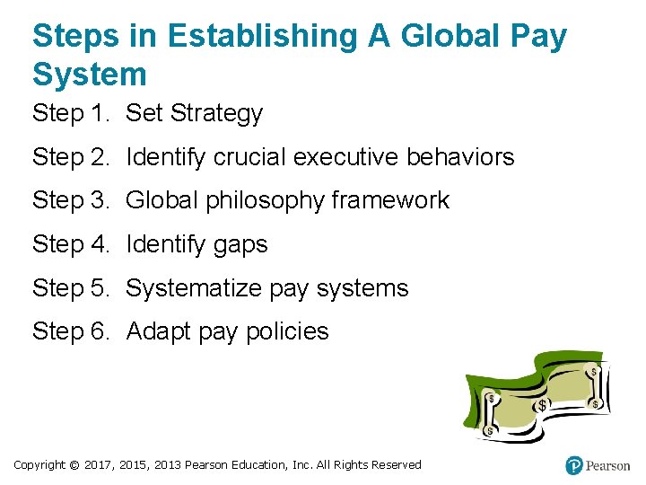 Steps in Establishing A Global Pay System Step 1. Set Strategy Step 2. Identify