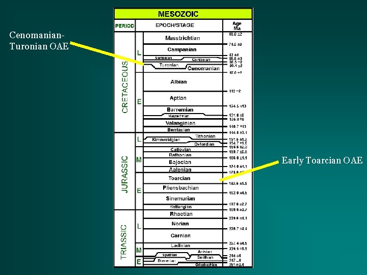 Cenomanian. Turonian OAE Early Toarcian OAE 