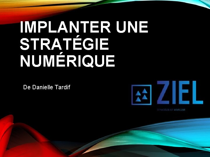 IMPLANTER UNE STRATÉGIE NUMÉRIQUE De Danielle Tardif 