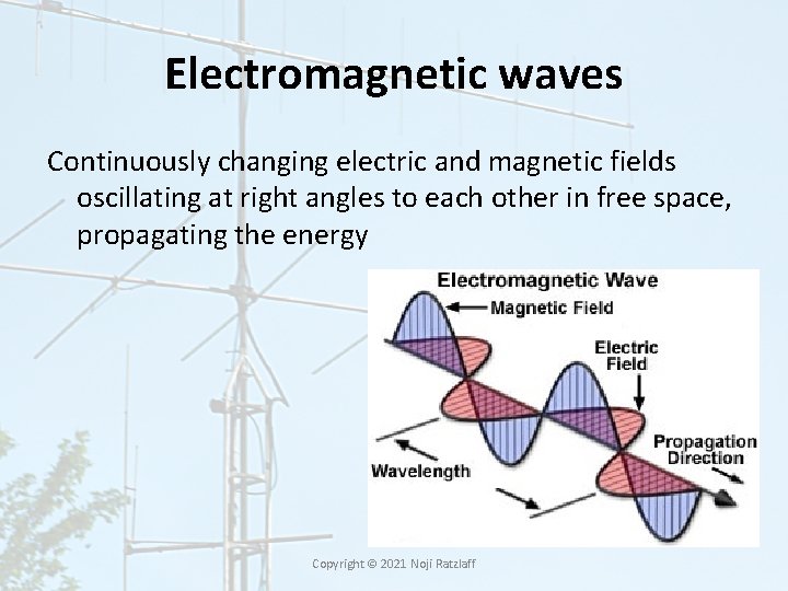 Electromagnetic waves Continuously changing electric and magnetic fields oscillating at right angles to each Electromagnetic waves Continuously changing electric and magnetic fields oscillating at right angles to each
