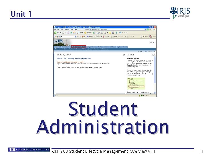 Unit 1 Student Administration CM_200 Student Lifecycle Management Overview v 11 11 