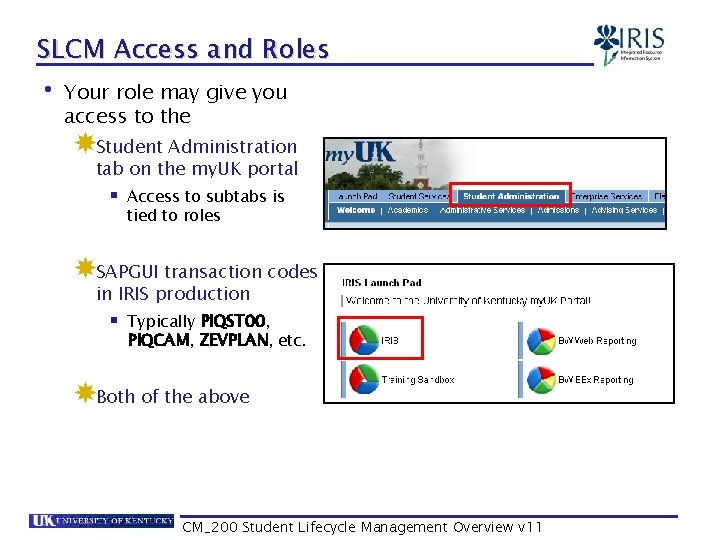 SLCM Access and Roles • Your role may give you access to the Student