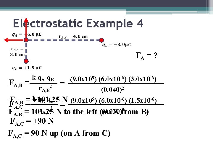Electrostatic Example 4 FA = ? FA, B = k q A q. B