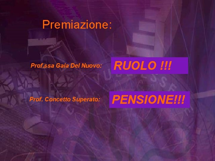 Premiazione: Prof. ssa Gaia Del Nuovo: Prof. Concetto Superato: 5 supplenze annuali RUOLO !!!