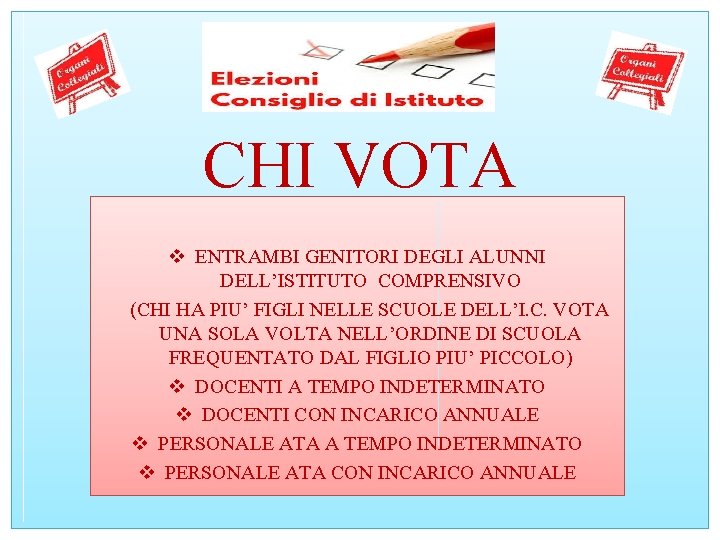 CHI VOTA v ENTRAMBI GENITORI DEGLI ALUNNI DELL’ISTITUTO COMPRENSIVO (CHI HA PIU’ FIGLI NELLE