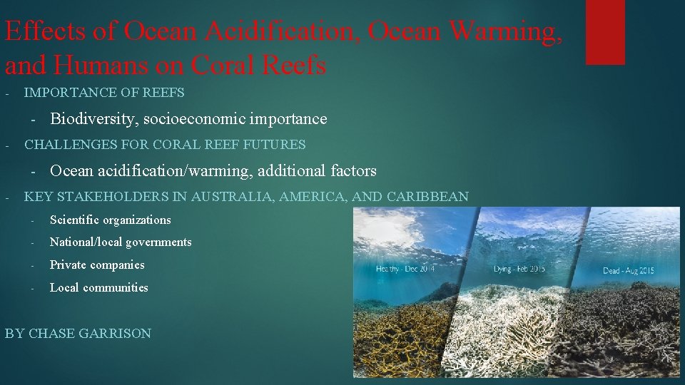 Effects of Ocean Acidification, Ocean Warming, and Humans on Coral Reefs - IMPORTANCE OF