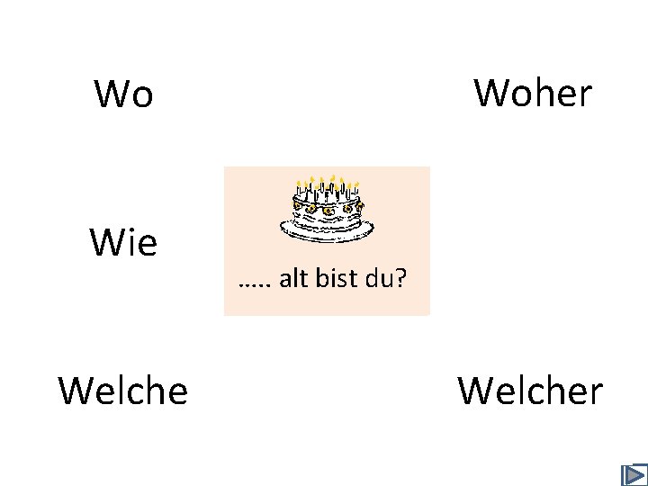 Woher Wo Wie Welche …. . alt bist du? Welcher 