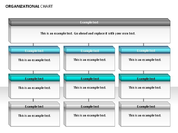 ORGANIZATIONAL CHART Example text This is an example text. Go ahead and replace it