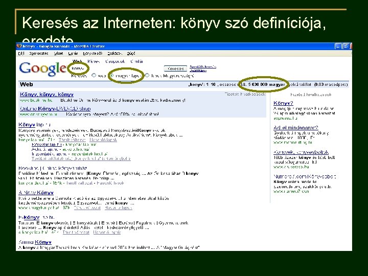 Keresés az Interneten: könyv szó definíciója, eredete 