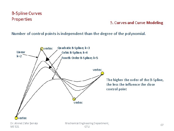 B-Spline Curves Properties 5. Curves and Curve Modeling Number of control points is independent