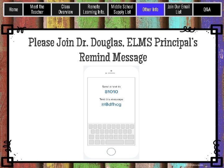 Home Meet the Teacher Class Overview Remote Learning Info. Middle School Supply List Other