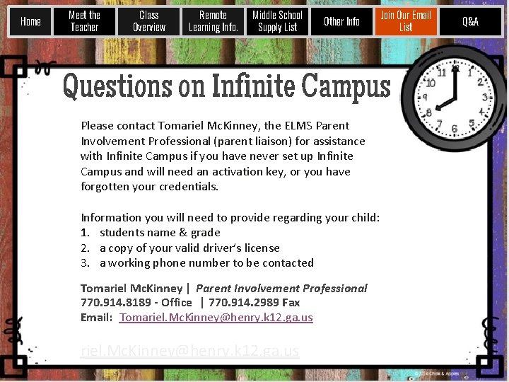 Home Meet the Teacher Class Overview Remote Learning Info. Middle School Supply List Other