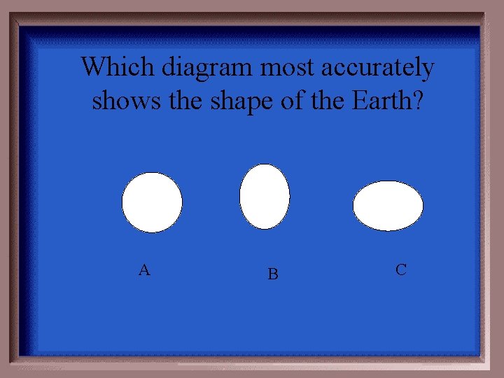 Which diagram most accurately shows the shape of the Earth? A B C 