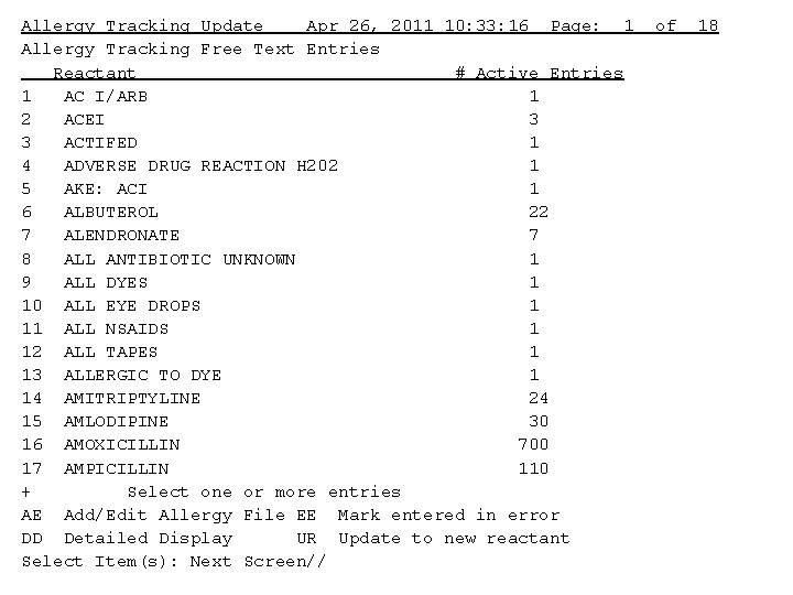 Allergy Tracking Update Apr 26, 2011 10: 33: 16 Page: 1 Allergy Tracking Free