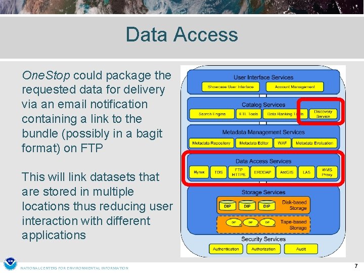 Data Access One. Stop could package the requested data for delivery via an email