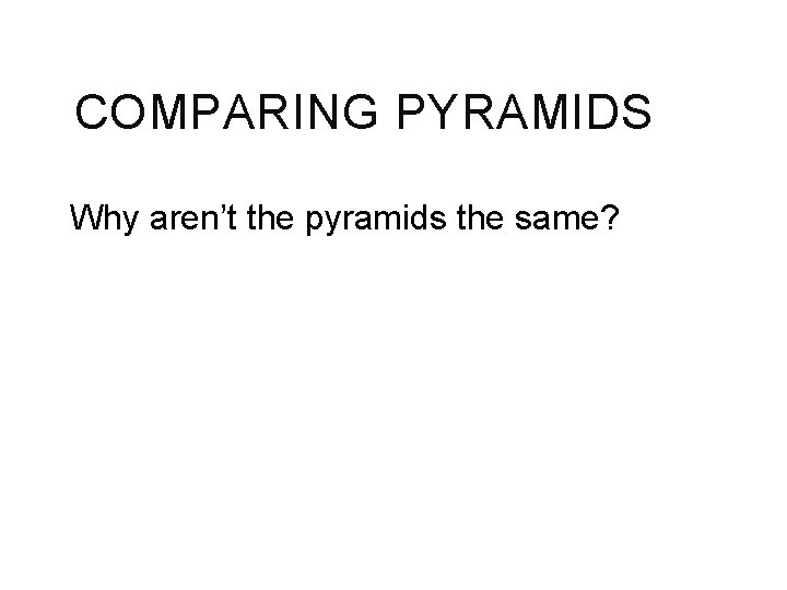 COMPARING PYRAMIDS Why aren’t the pyramids the same? 