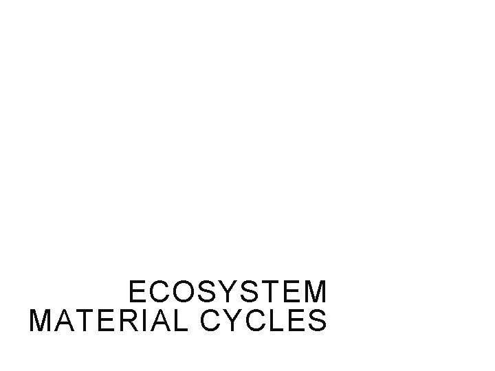 ECOSYSTEM MATERIAL CYCLES 