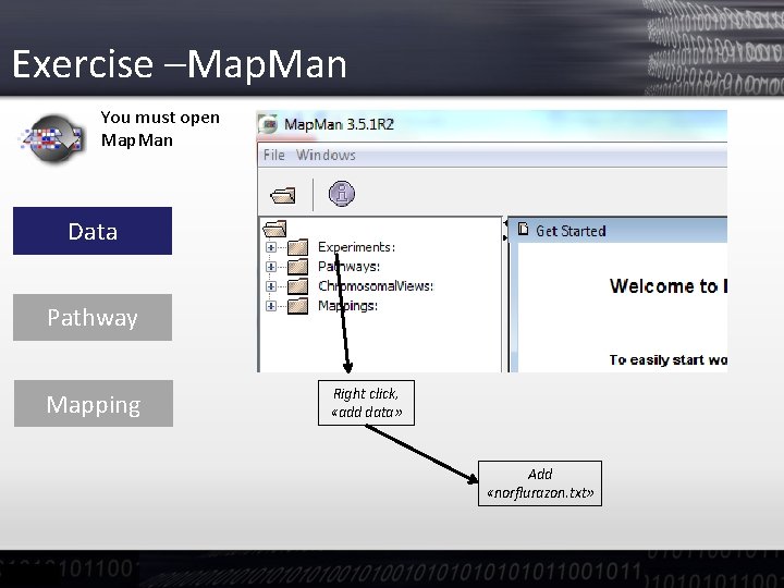 Exercise –Map. Man You must open Map. Man Data Pathway Mapping Right click, «add