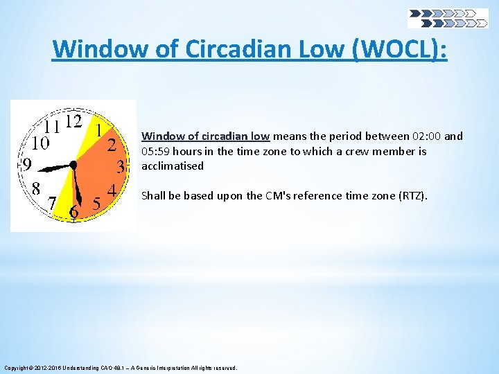 Window of Circadian Low (WOCL): Window of circadian low means the period between 02: Window of Circadian Low (WOCL): Window of circadian low means the period between 02: