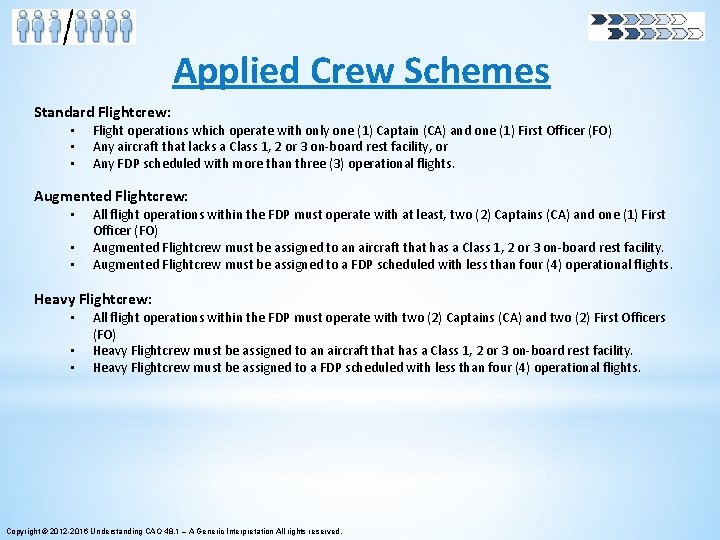 Applied Crew Schemes Standard Flightcrew: • • • Flight operations which operate with only Applied Crew Schemes Standard Flightcrew: • • • Flight operations which operate with only