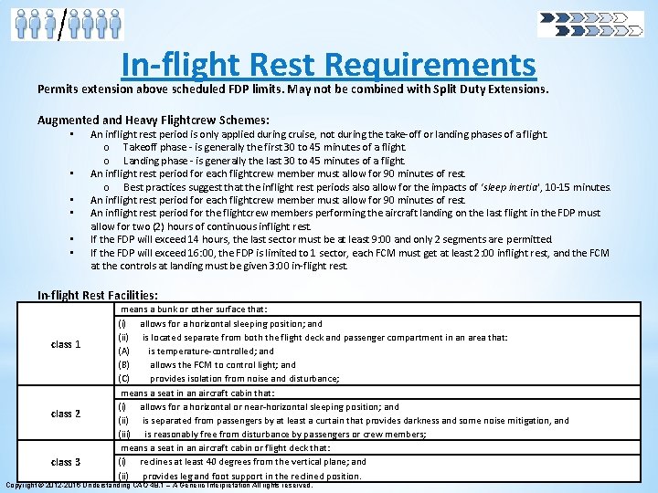 In-flight Rest Requirements Permits extension above scheduled FDP limits. May not be combined with In-flight Rest Requirements Permits extension above scheduled FDP limits. May not be combined with