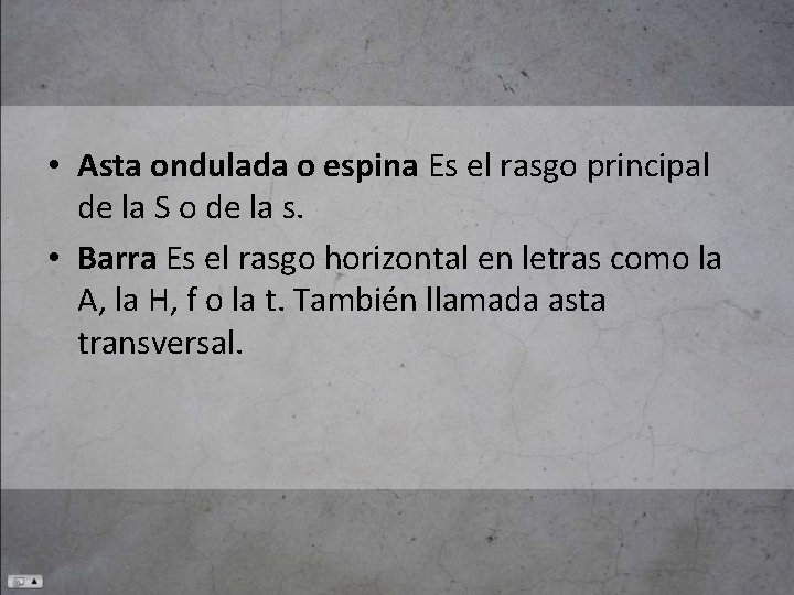  • Asta ondulada o espina Es el rasgo principal de la S o