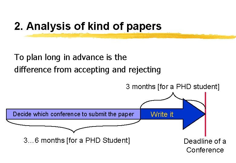 2. Analysis of kind of papers To plan long in advance is the difference