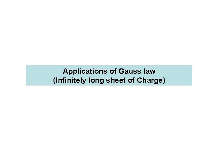 Applications of Gauss law (Infinitely long sheet of Charge) 