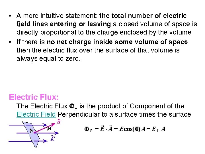  • A more intuitive statement: the total number of electric field lines entering
