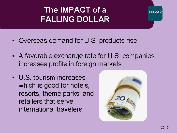 The IMPACT of a FALLING DOLLAR LO 20 -2 • Overseas demand for U.