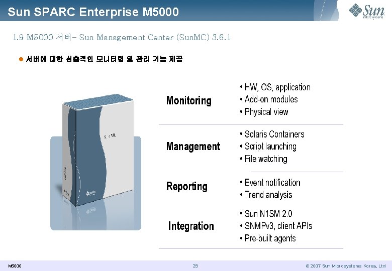 Sun SPARC Enterprise M 5000 1. 9 M 5000 서버- Sun Management Center (Sun.