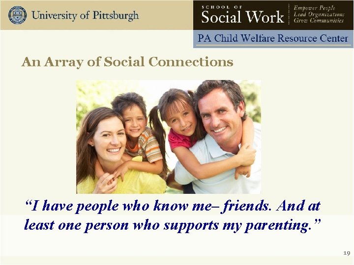 An Array of Social Connections “I have people who know me– friends. And at
