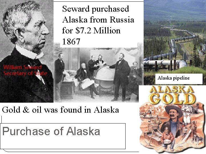 Seward purchased Alaska from Russia for $7. 2 Million 1867 William Seward Secretary of