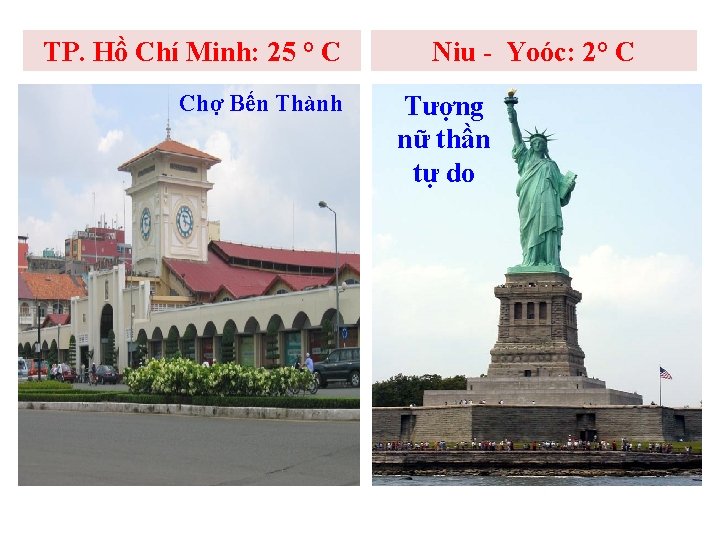 TP. Hồ Chí Minh: 25 ° C Chợ Bến Thành Niu - Yoóc: 2° TP. Hồ Chí Minh: 25 ° C Chợ Bến Thành Niu - Yoóc: 2°