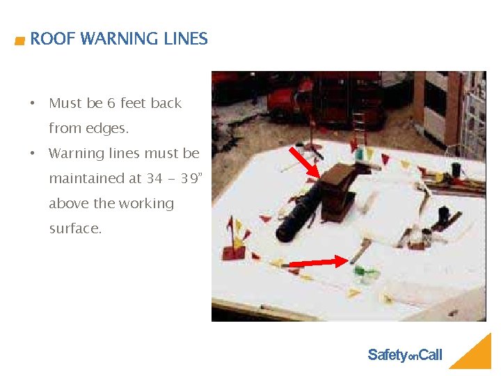 ROOF WARNING LINES • Must be 6 feet back from edges. • Warning lines