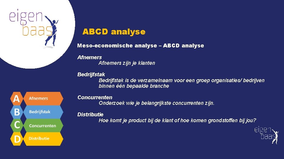 ABCD analyse Meso-economische analyse – ABCD analyse Afnemers zijn je klanten Bedrijfstak is de ABCD analyse Meso-economische analyse – ABCD analyse Afnemers zijn je klanten Bedrijfstak is de