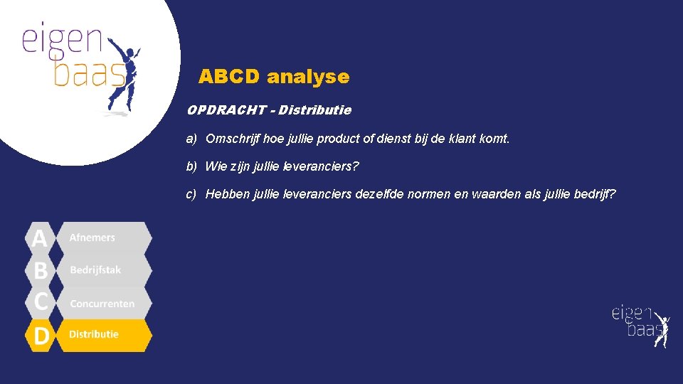 ABCD analyse OPDRACHT - Distributie a) Omschrijf hoe jullie product of dienst bij de ABCD analyse OPDRACHT - Distributie a) Omschrijf hoe jullie product of dienst bij de