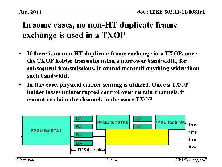 doc. : IEEE 802. 11 -11/0081 r 1 Jan. 2011 In some cases, no