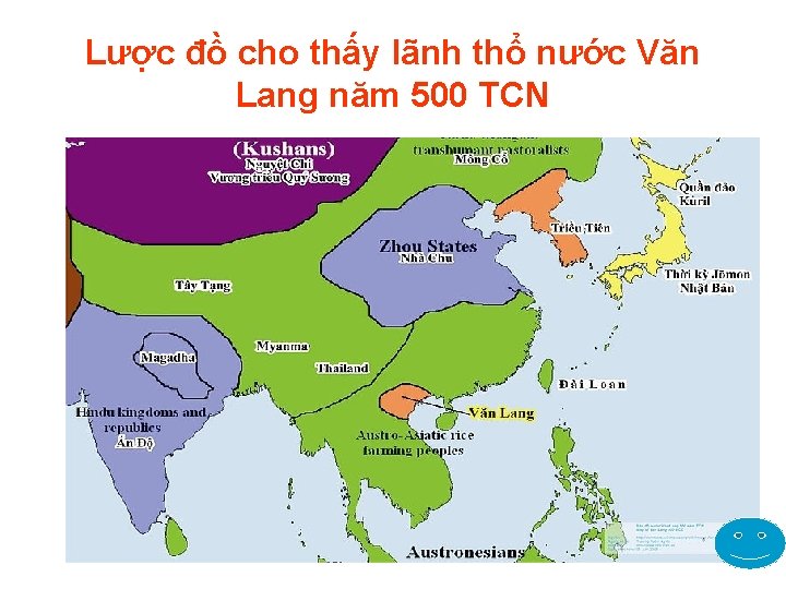 Lược đồ cho thấy lãnh thổ nước Văn Lang năm 500 TCN 