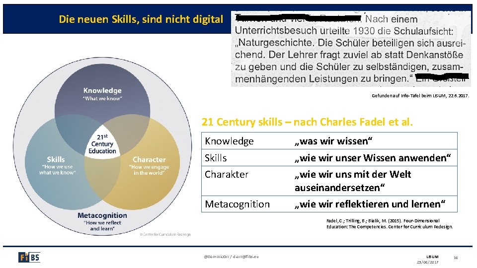 Die neuen Skills, sind nicht digital Gefunden auf Info-Tafel beim LISUM, 22. 6. 2017.