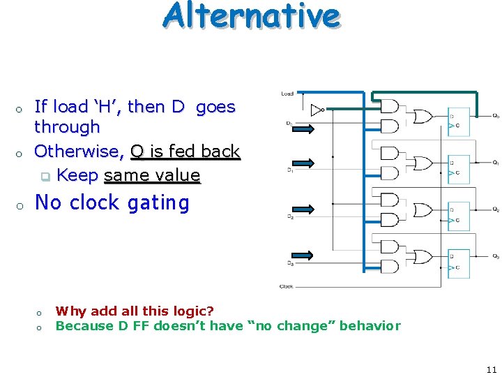 Alternative o o o If load ‘H’, then D goes through Otherwise, Q is Alternative o o o If load ‘H’, then D goes through Otherwise, Q is