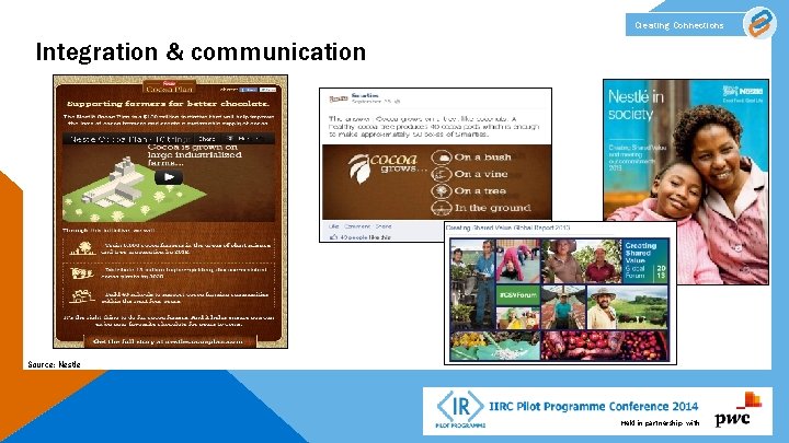 Creating Connections Integration & communication Source: Nestle Held in partnership with 